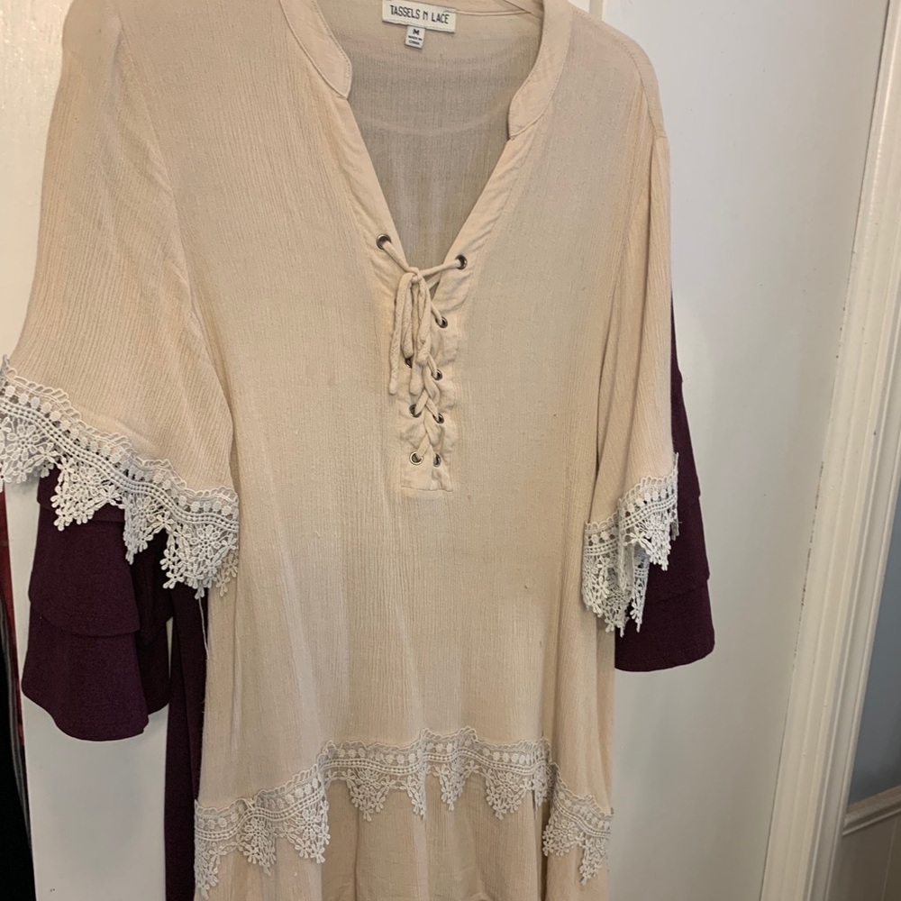 Tassels N Lace cream top